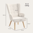 Fauteuil à oreilles effet laine bouclée CARLO beige clair