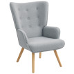 Fauteuil à oreilles effet laine bouclée CARLA gris clair