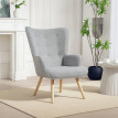 Fauteuil à oreilles effet laine bouclée CARLA gris clair