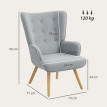 Fauteuil à oreilles effet laine bouclée CARLA gris clair