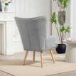 Fauteuil à oreilles effet laine bouclée CARLA gris clair