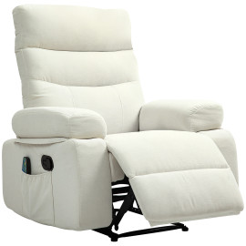 160 Fauteuil de massage inclinable chauffant VITTORIO blanc cassé