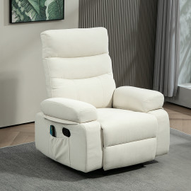 160 Fauteuil de massage inclinable chauffant VITTORIO blanc cassé