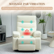 160 Fauteuil de massage inclinable chauffant VITTORIO blanc cassé