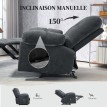 Fauteuil de massage chauffant FABRIZIO gris charbon
