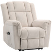 Fauteuil massant repose-pieds CAMELIA velours chenille beige