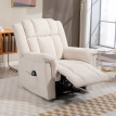 Fauteuil massant repose-pieds CAMELIA velours chenille beige