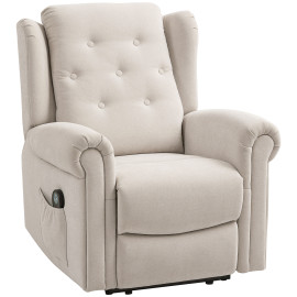 Fauteuil massant chauffant inclinable GUILIO aspect lin beige