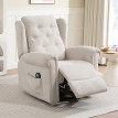 Fauteuil massant chauffant inclinable GUILIO aspect lin beige