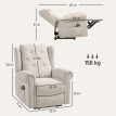 Fauteuil massant chauffant inclinable GUILIO aspect lin beige