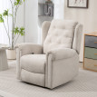 Fauteuil massant chauffant inclinable GUILIO aspect lin beige