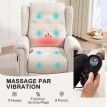 Fauteuil massant chauffant inclinable GUILIO aspect lin beige