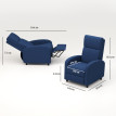 Fauteuil relax inclinable avec repose-pieds MATTEO bleu