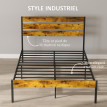 Lit double industriel 140 x 190 cm MARCELLO aspect bois vieilli