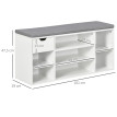 Banc à chaussures avec coussin LIZZO gris et blanc