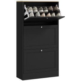 Meuble à chaussures 3 portes battantes MANEO noir