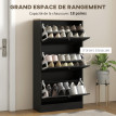 Meuble à chaussures 3 portes battantes MANEO noir