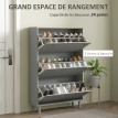Meuble à chaussures sur pieds 3 portes ESTEBAN aspect chêne gris