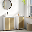 Meuble bas salle de bain ALESSIO bambou et blanc