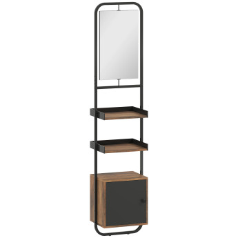 Étagère salle de bain design vintage SILVANO effet bois noir