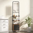 Étagère salle de bain design vintage SILVANO effet bois noir