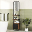 Étagère salle de bain design vintage SILVANO effet bois noir