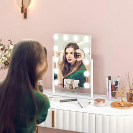 Miroir Lumineux LED tactile 3 modes éclairage USB SEREX blanc
