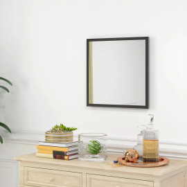 Miroir mural carré 50L x 50H cm THALES cadre bois noir