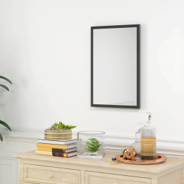 Miroir mural rectangulaire dim. 40L x 60H cm cadre bois ORPHEE noir