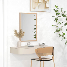 Miroir mural rectangulaire 50 x 70 cm HELIOS aspect bois clair