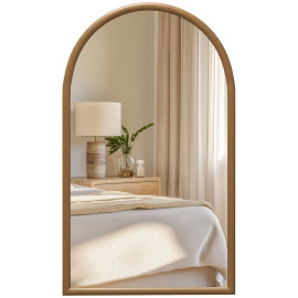 Miroir mural arche 110 x 65 cm THESEE bois marron foncé