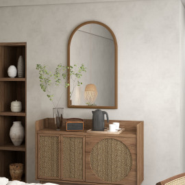Miroir mural arche 110 x 65 cm THESEE bois marron foncé