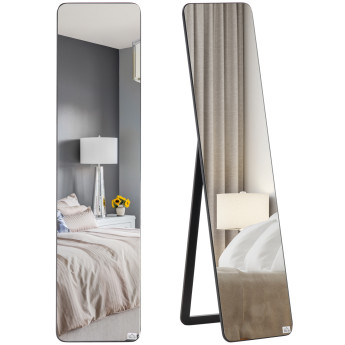 Miroir sur pied et mural rectangulaire KLEON bois noir