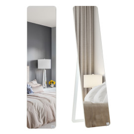 Miroir sur pied et mural rectangulaire LIOS bois blanc