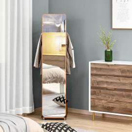 Miroir sur pied avec roulettes ORION aspect bois