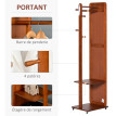 Miroir sur pied avec roulettes ORION aspect bois