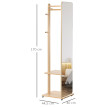Miroir sur pied avec roulettes HELY aspect bois
