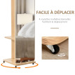 Miroir sur pied avec roulettes HELY aspect bois