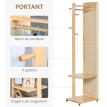 Miroir sur pied avec roulettes HELY aspect bois