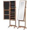 Armoire à bijoux sur pied LED avec miroir ATHENA bois vieilli