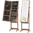 Armoire à bijoux sur pied LED avec miroir ATHENA bois vieilli