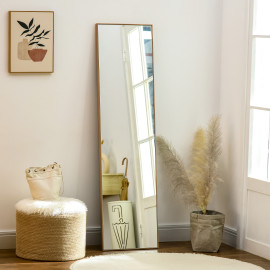 Miroir sur pied rectangulaire 147H x 35l cm ERASMOS aspect bois