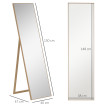 Miroir sur pied rectangulaire 147H x 35l cm ERASMOS aspect bois