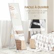 Miroir sur pied rectangulaire 147H x 35l cm PHILEAS aspect bois