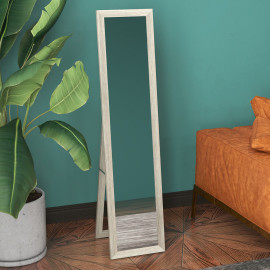 Miroir sur pied et mural rectangulaire DORIAN aspect bois