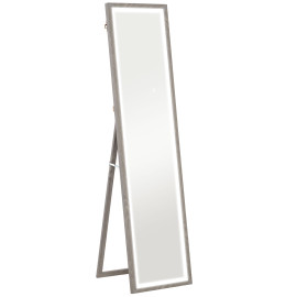 Grand miroir LED 40 x 160 cm SERGIO effet bois gris