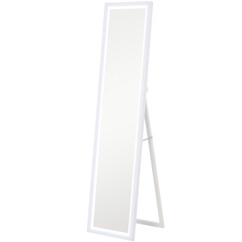 Grand miroir LED 40 x 160 cm FABIO effet bois blanc