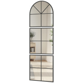 284 Miroir atelier triptyque 60x180 cm style verrière LUCENZO noir