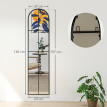 Grand miroir mural 40x160 cm style verrière ALESSIO métal noir