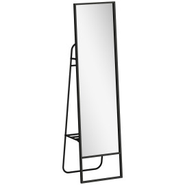 Miroir sur pied avec rangements 148,5 x 40 cm MITTEO métal noir